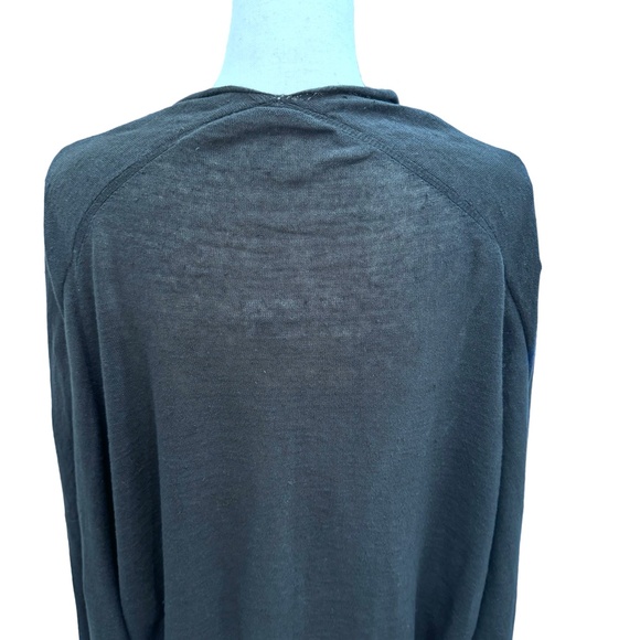 DKNY PURE BLACK KNIT LINEN OPEN CARDIGAN SHAWL COLLAR SWEATER - Picture 8 of 16